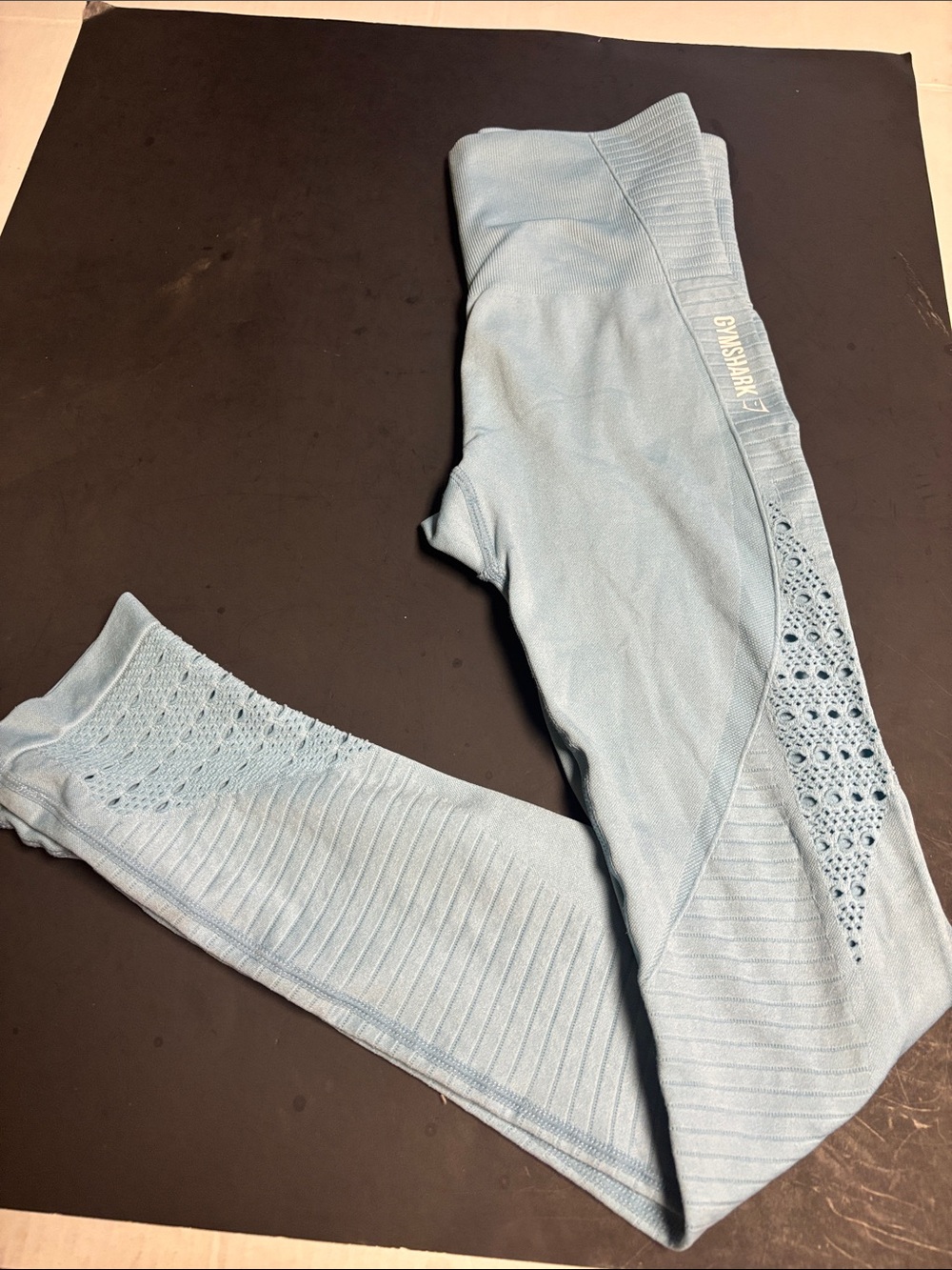 Gymshark Light Blue Seamless Leggings with Laser Cut Detail